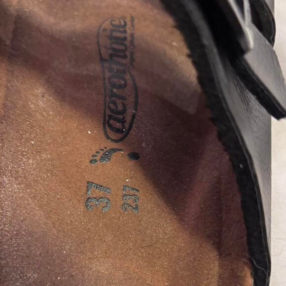 Black leather aerosoft arizona sandals - Picture 4 of 5
